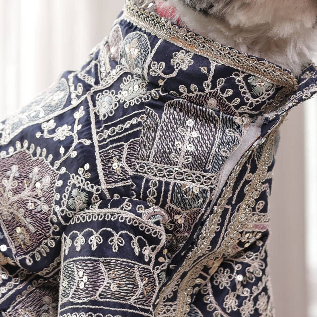Indigo Royale Wedding Dog Kurta- Designer Full Sleeve Ethnic Outfit