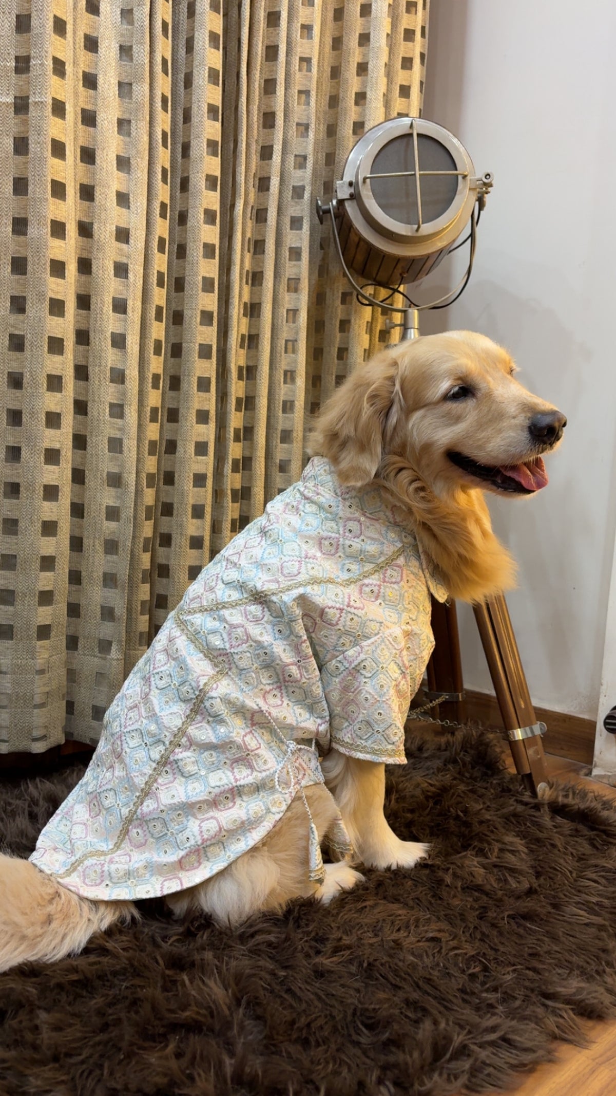 Pastel Diamond Wrap-Front Angrakha Kurta for Dogs