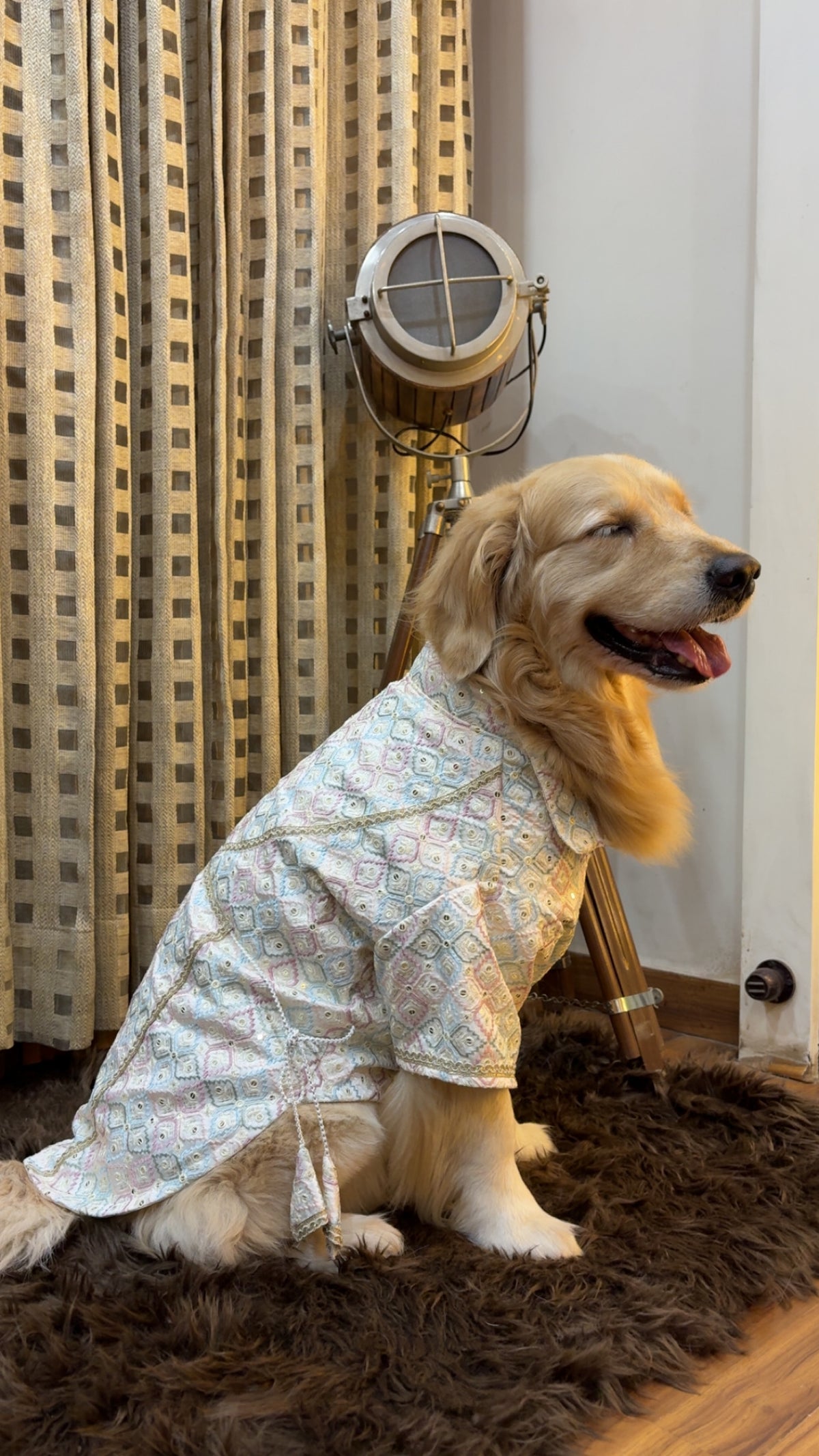 Pastel Diamond Wrap-Front Angrakha Kurta for Dogs