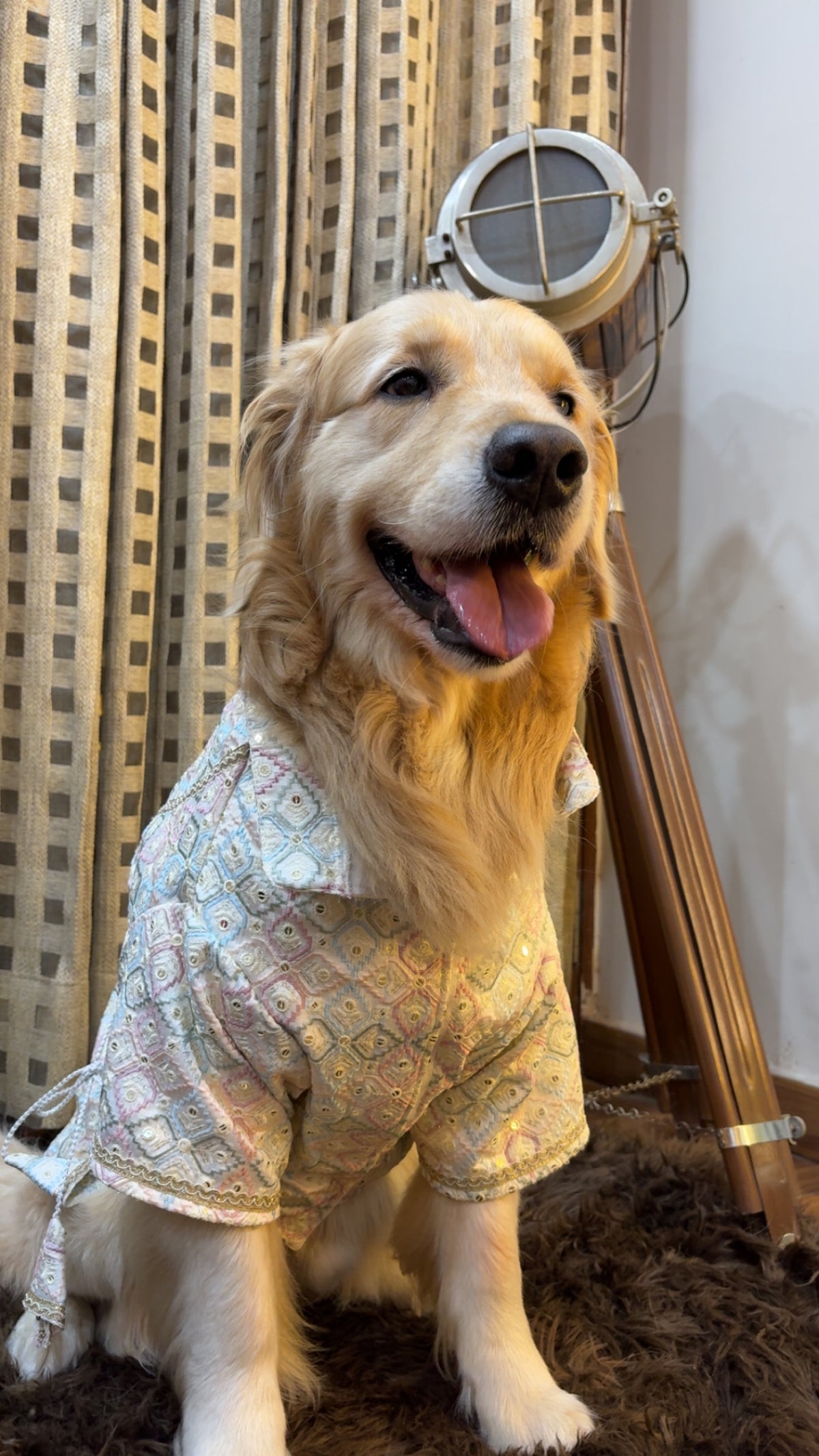 Pastel Diamond Wrap-Front Angrakha Kurta for Dogs