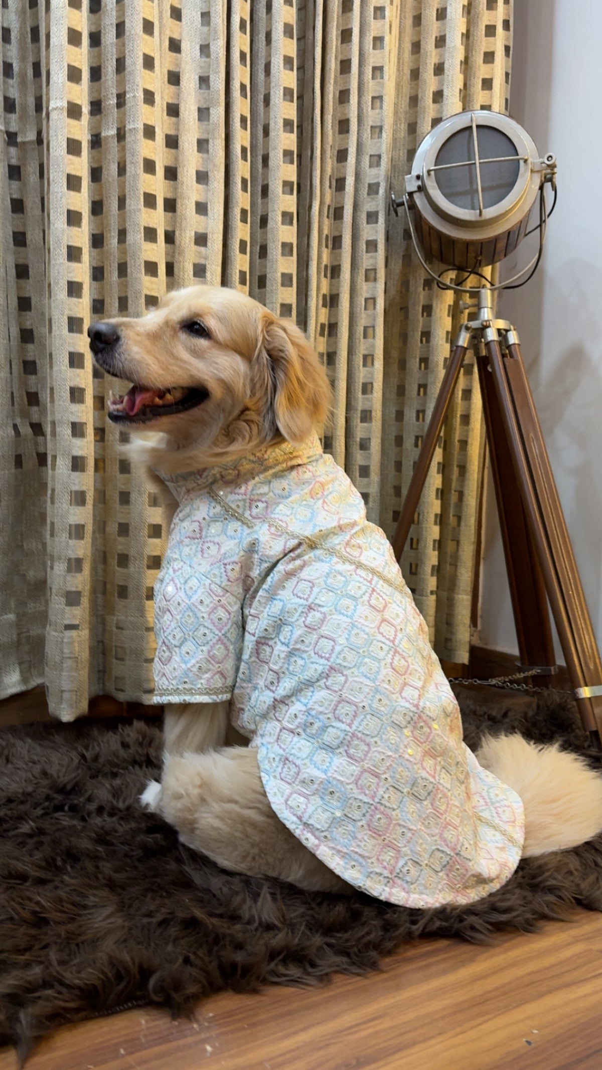 Pastel Diamond Wrap-Front Angrakha Kurta for Dogs