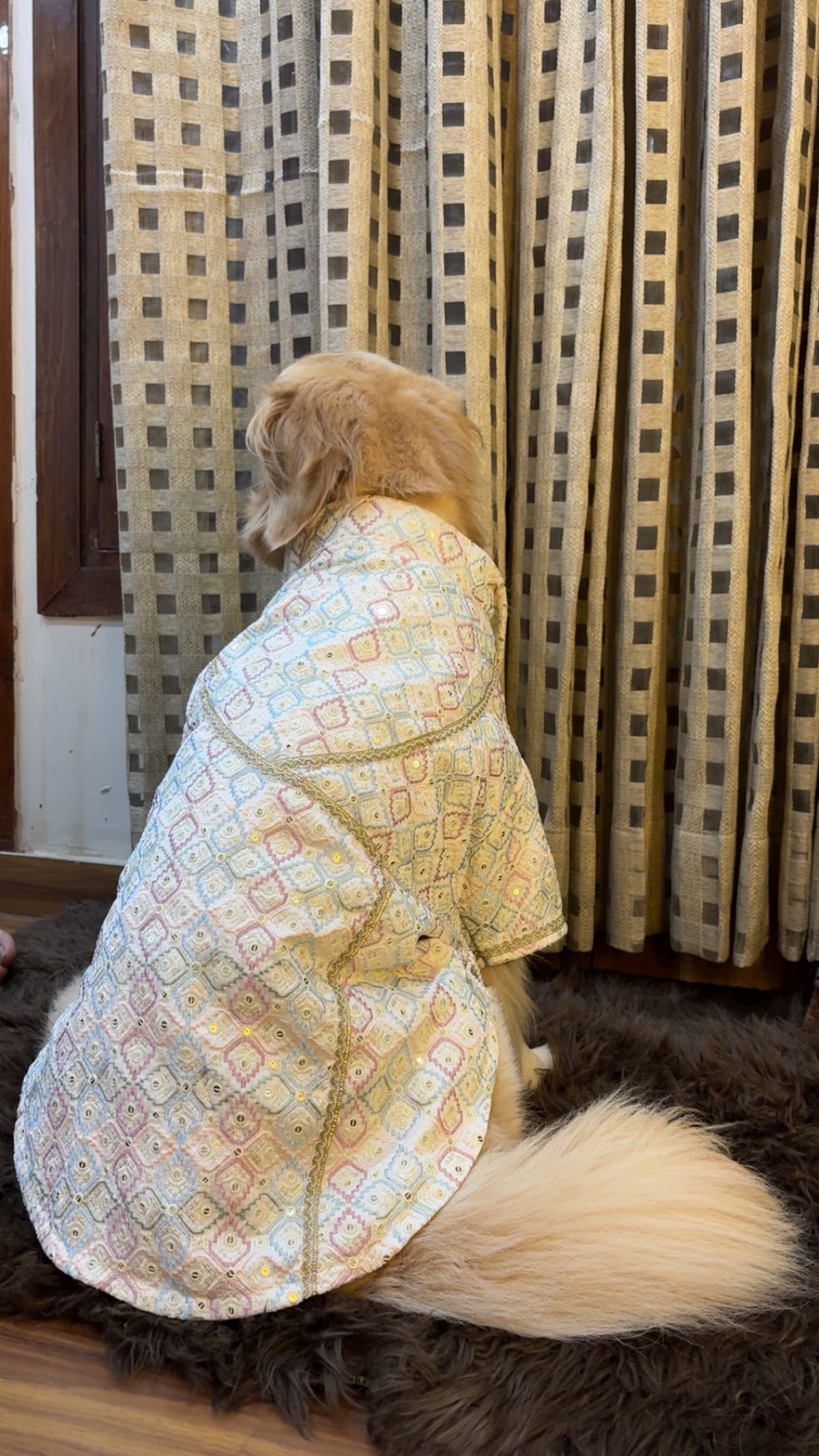 Pastel Diamond Wrap-Front Angrakha Kurta for Dogs