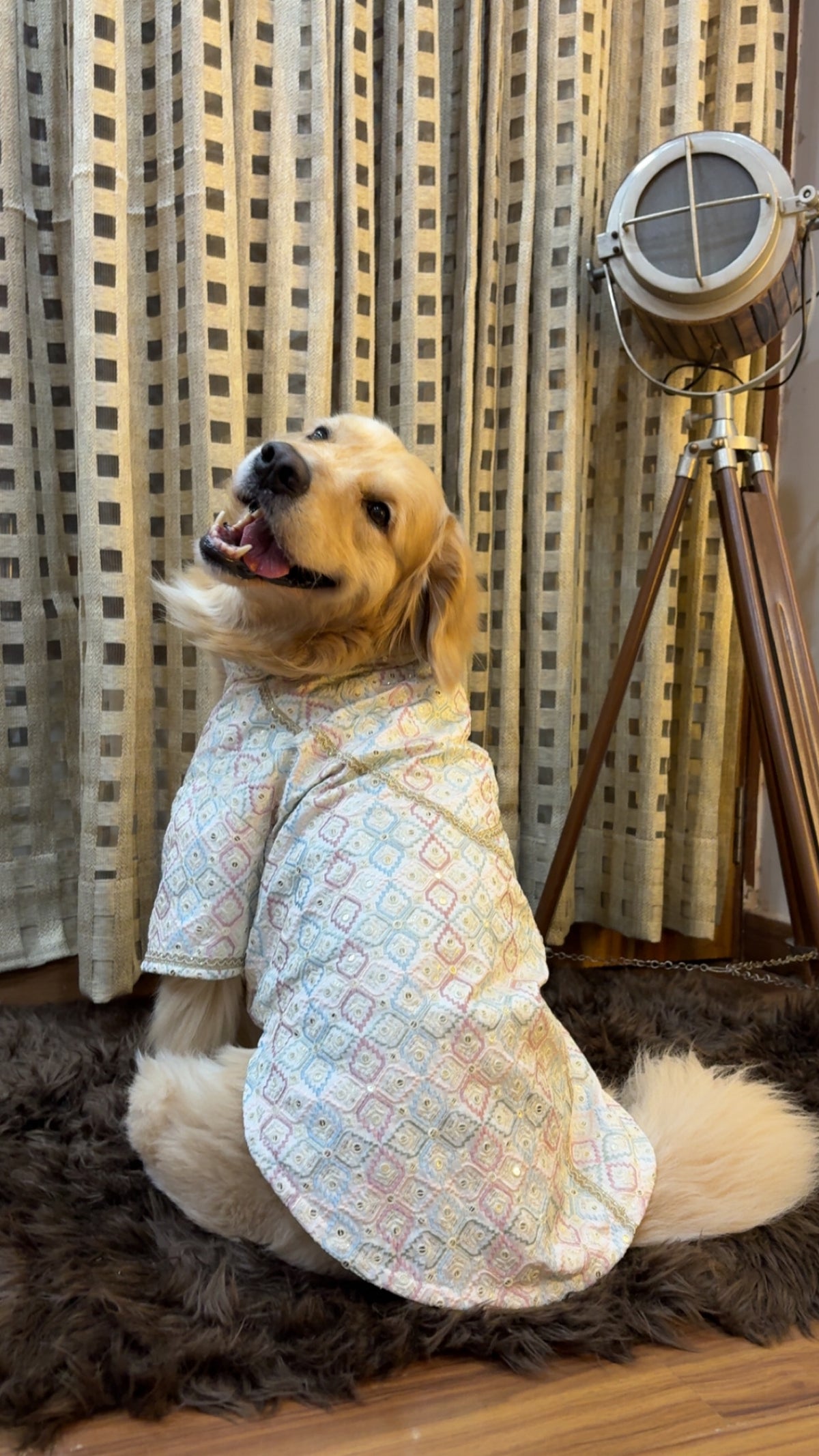 Pastel Diamond Wrap-Front Angrakha Kurta for Dogs