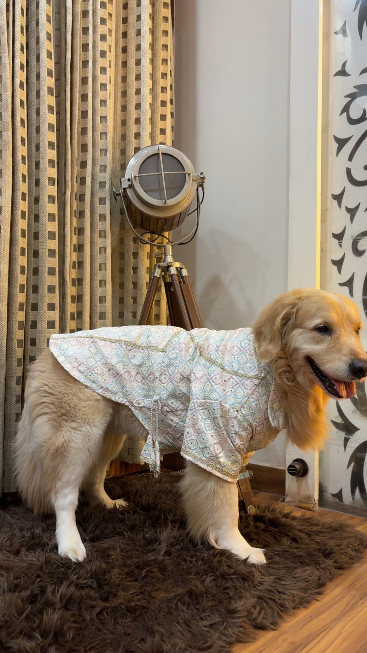 Pastel Diamond Wrap-Front Angrakha Kurta for Dogs