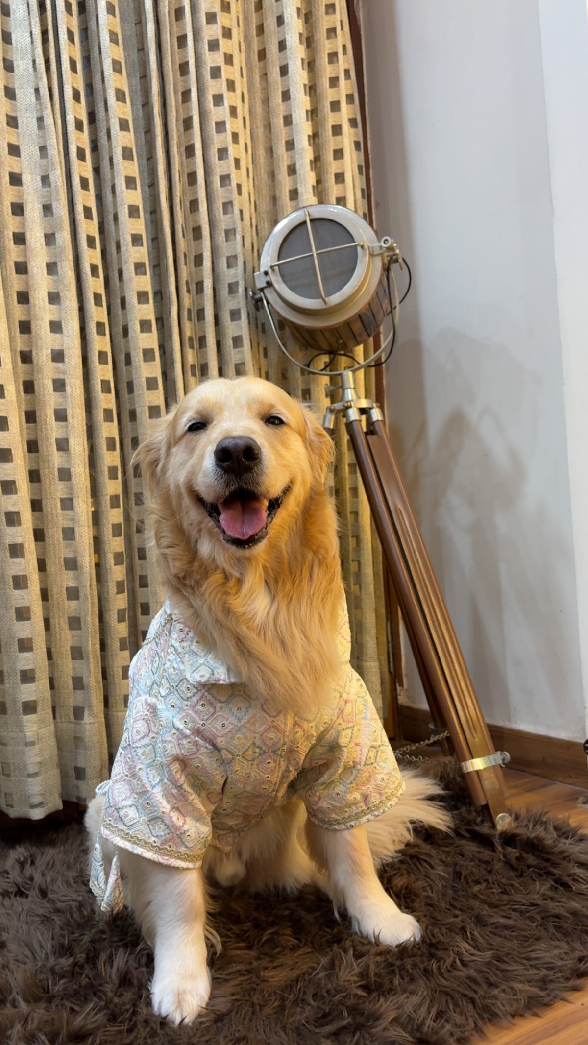 Pastel Diamond Wrap-Front Angrakha Kurta for Dogs