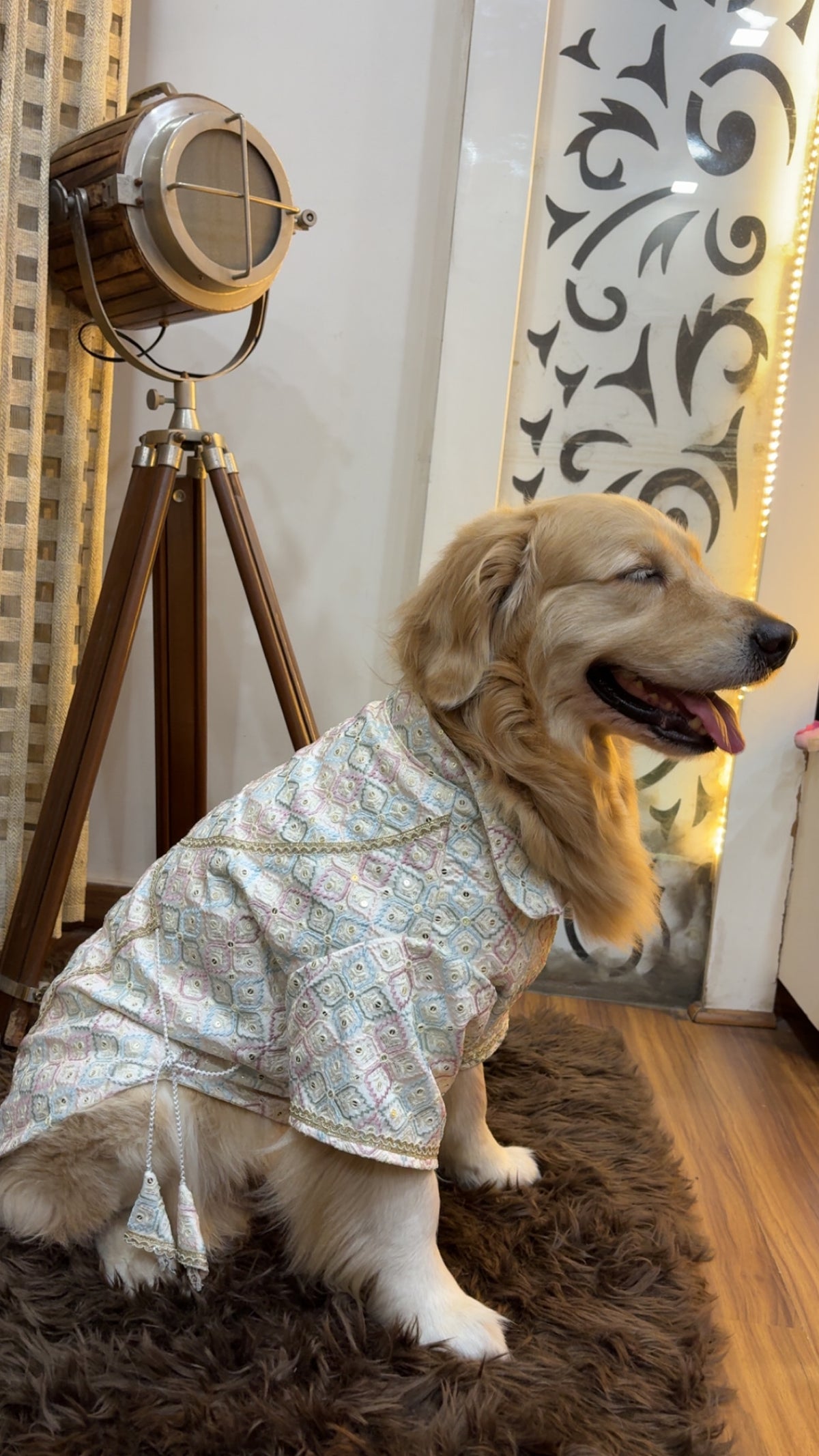Pastel Diamond Wrap-Front Angrakha Kurta for Dogs