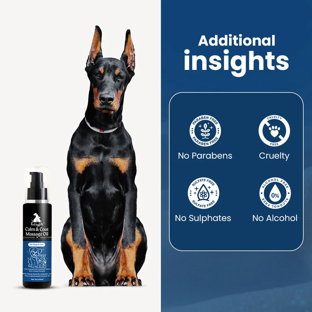 Furryfits Calm & Coat Massage Oil for Dogs & Cats - Ayurvedic Cold-Pressed Blend, 100 ml